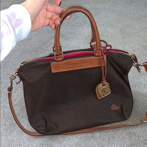 Dooney & Bourke brown handbag with pink interior